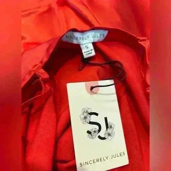NWT Sincerely Jules Red Satin Slip On Lingerie. Size Small - Picture 7 of 7